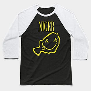 Vibrant Niger Africa x Eyes Happy Face: Unleash Your 90s Grunge Spirit! Smiling Squiggly Mouth Dazed Smiley Face Baseball T-Shirt